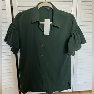 [NEW W/ TAGS] French Connection Crepe Ruffle Sleeve Shirt